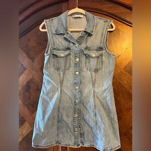 Denim Sleeveless Button-Up Dress